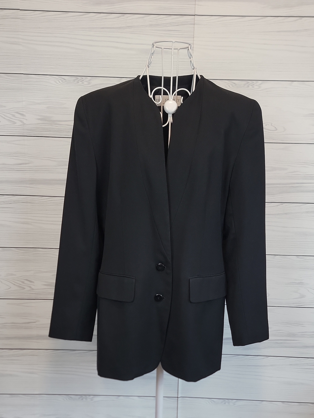Paul Stanley Vintage Blazer Jacket- Collarless In Black Womens Size 8